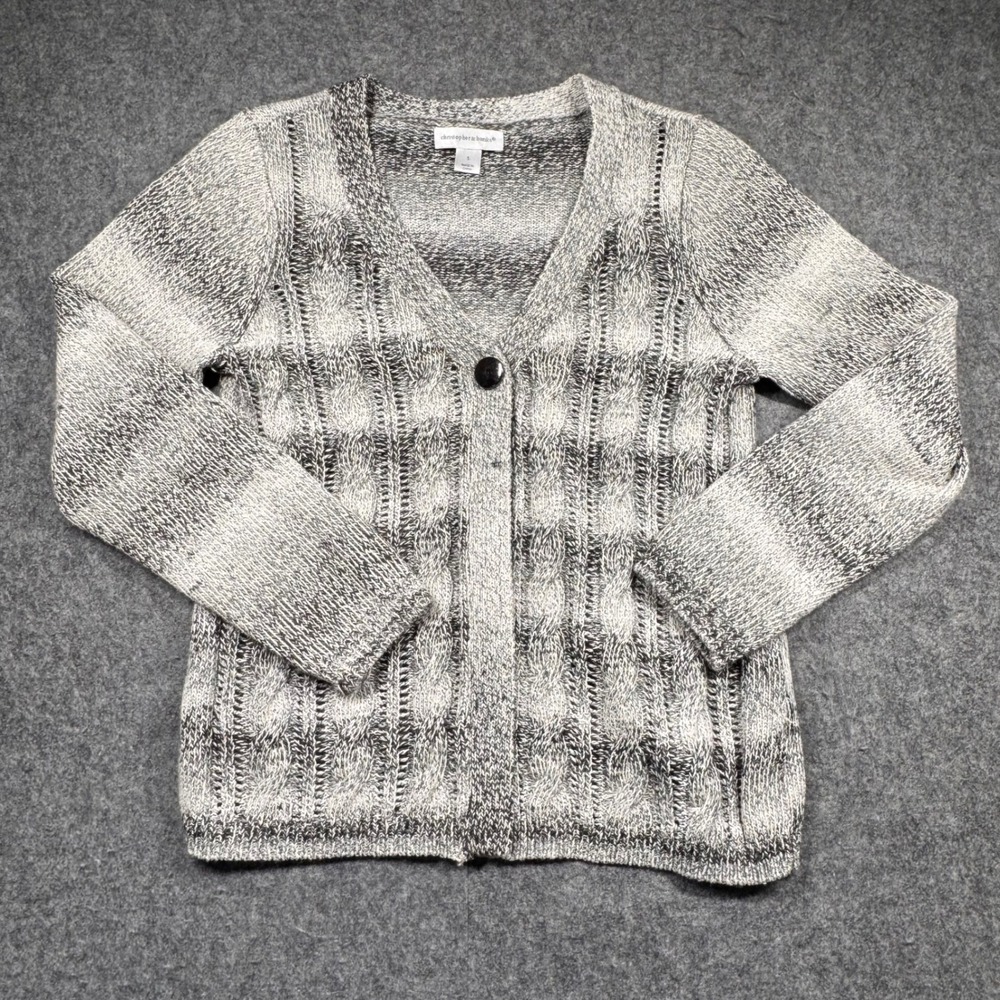 Christopher & Banks Cardigan‎ Women Small Grey Marled V-Neck Button Front Knit